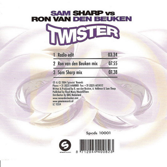 Sam Sharp Vs Ron van den Beuken : Twister (CD, Single)