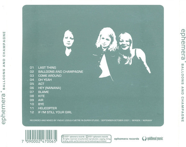 Ephemera : Balloons And Champagne (CD, Album)