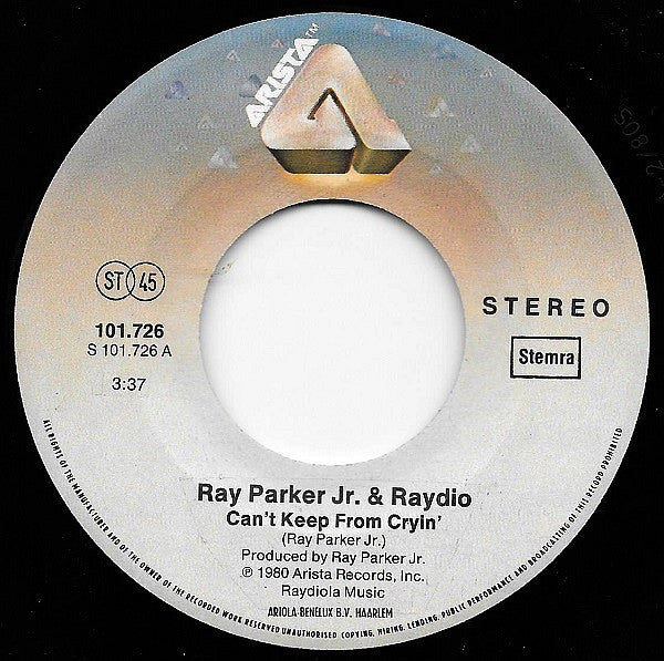 Raydio : Can't Keep From Cryin' (7", Single)