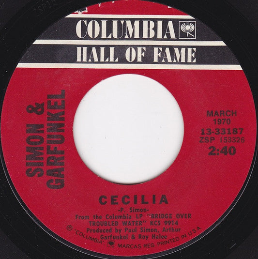 Simon & Garfunkel : Bridge Over Troubled Water / Cecilia (7", RE, Styrene, Ter)