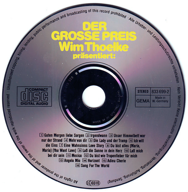 Various : Der Große Preis • Wim Thoelke Präsentiert Die Super-Schlagerparade 87/88 (CD, Comp)