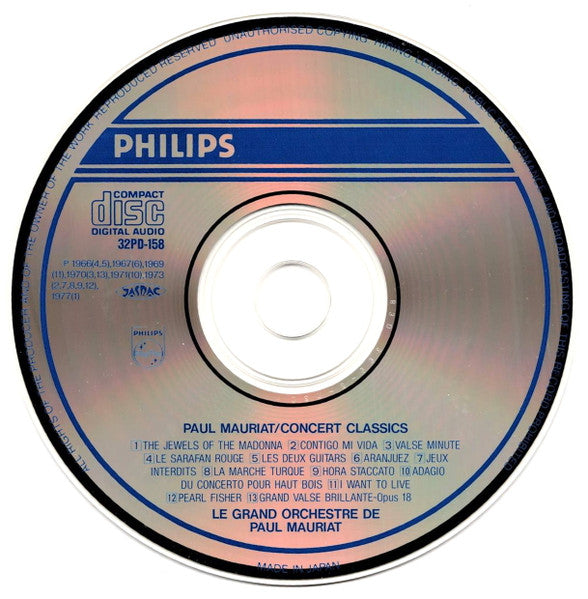 Paul Mauriat : Concert Classics (CD, Comp, RE)