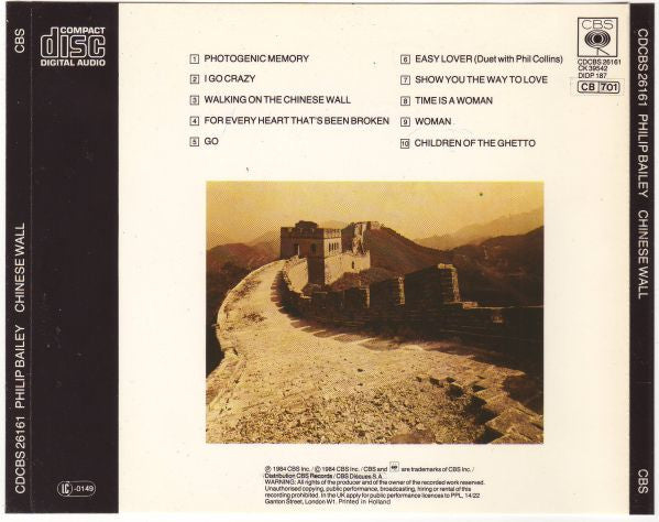 Philip Bailey : Chinese Wall (CD, Album, RP)