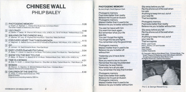 Philip Bailey : Chinese Wall (CD, Album, RP)