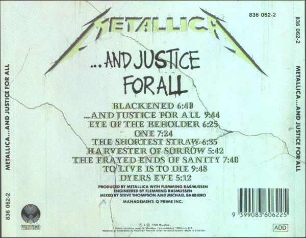 Metallica : ...And Justice For All (CD, Album, RE, Dis)