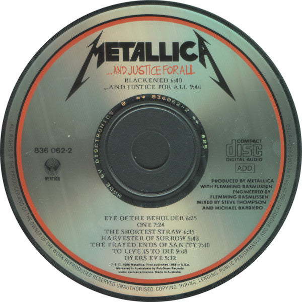 Metallica : ...And Justice For All (CD, Album, RE, Dis)