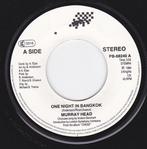 Murray Head : One Night In Bangkok (7", Single)