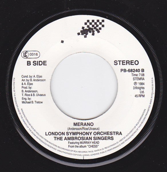 Murray Head : One Night In Bangkok (7", Single)