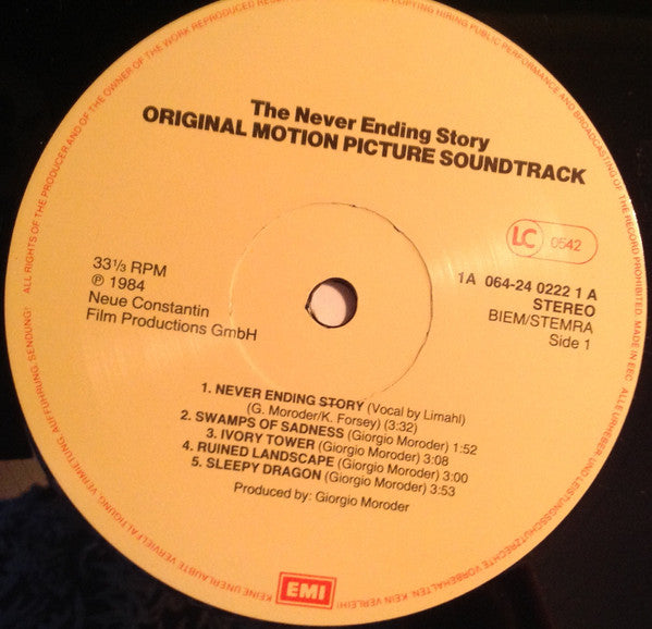 Giorgio Moroder and Klaus Doldinger : The NeverEnding Story (Original Motion Picture Soundtrack) (LP, Album)