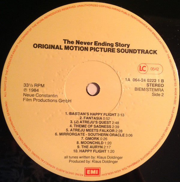 Giorgio Moroder and Klaus Doldinger : The NeverEnding Story (Original Motion Picture Soundtrack) (LP, Album)