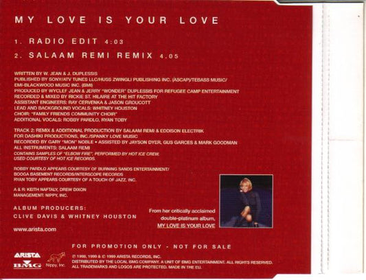 Whitney Houston : My Love Is Your Love (CD, Single, Promo)
