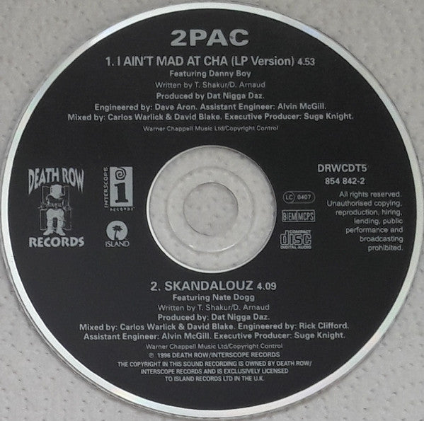 2Pac : I Ain't Mad At Cha (CD, Single, Car)
