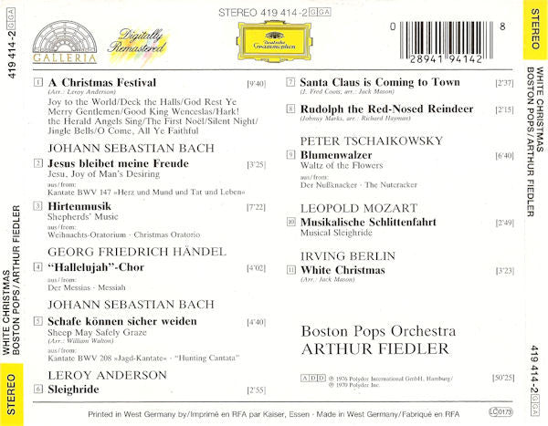 Boston Pops Orchestra, Arthur Fiedler : White Christmas (CD, Album, RM)