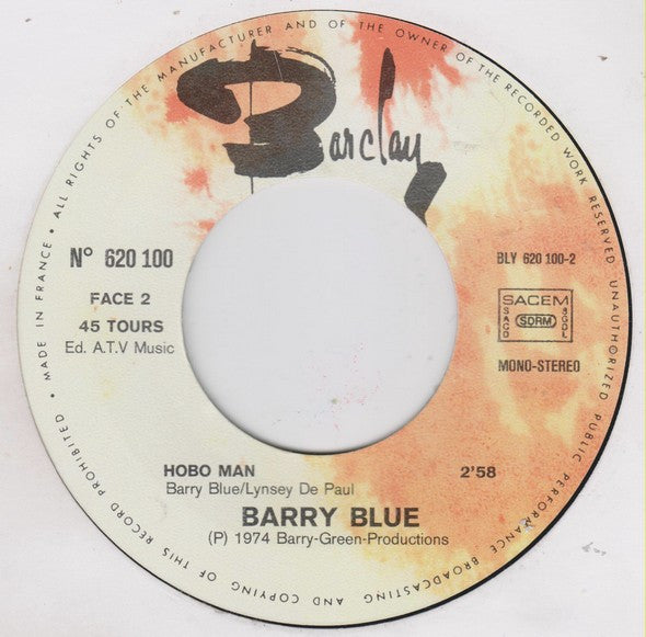 Barry Blue : Hot Shot (7", Single, Mono)