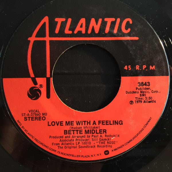 Bette Midler : When A Man Loves A Woman (7", Styrene, Mon)