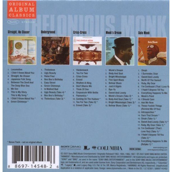 Thelonious Monk : Original Album Classics (CD, Album, RE + CD, Album, RE + CD, Album, RE + CD)