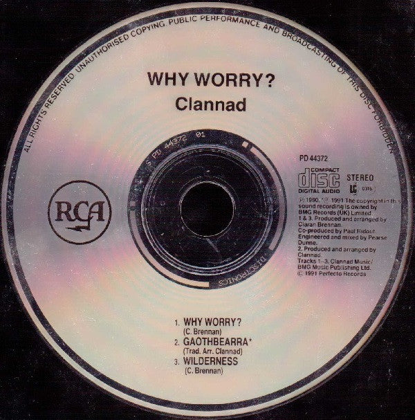 Clannad : Why Worry? (CD, Single)