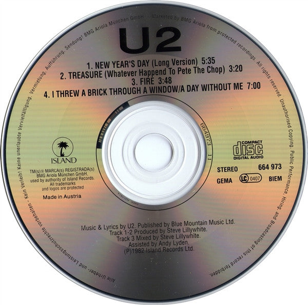 U2 : New Year's Day (CD, Single, Bla)