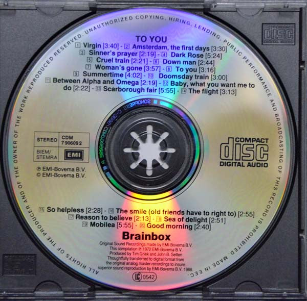 Brainbox (3) : To You (CD, Comp, RE)