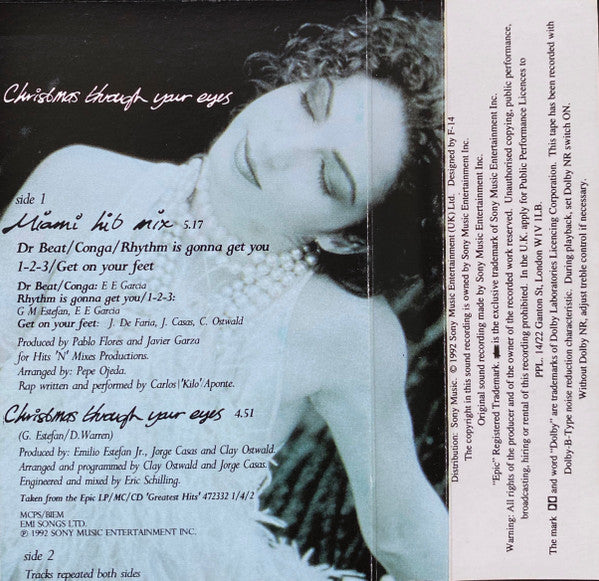 Gloria Estefan : Miami Hit Mix / Christmas Through Your Eyes (Cass, Single)