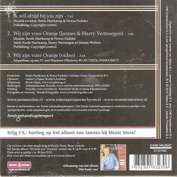 Jannes : Ik Wil Altijd Bij Jou Zijn (CD, Enh)