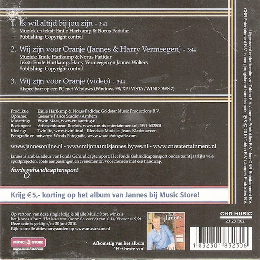 Jannes : Ik Wil Altijd Bij Jou Zijn (CD, Enh)
