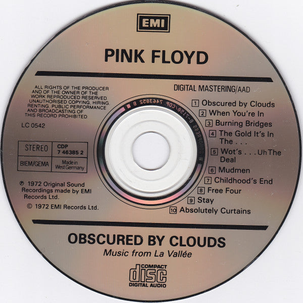 Pink Floyd : Obscured By Clouds (CD, Album, RE)