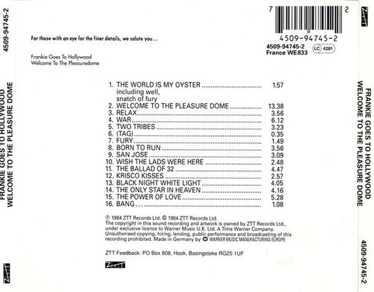 Frankie Goes To Hollywood : Welcome To The Pleasuredome (CD, Album, RE)
