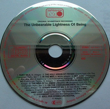 Various : The Unbearable Lightness Of Being (Original Soundtrack Recording) (CD)