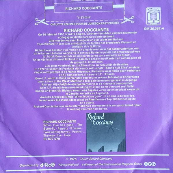 Riccardo Cocciante : Quand Un Amour / Si J'etais (7", Single)