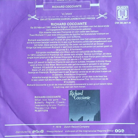 Riccardo Cocciante : Quand Un Amour / Si J'etais (7", Single)