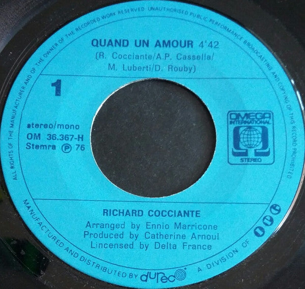 Riccardo Cocciante : Quand Un Amour / Si J'etais (7", Single)
