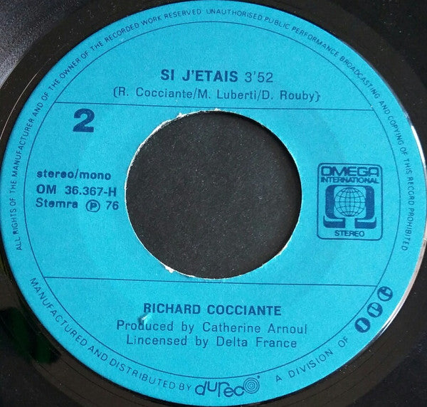 Riccardo Cocciante : Quand Un Amour / Si J'etais (7", Single)