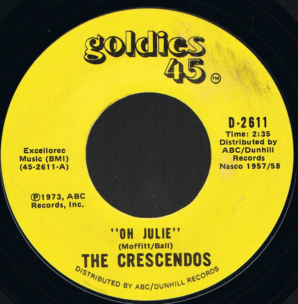 The Crescendos : Oh Julie / My Little Girl (7", Single, RE)