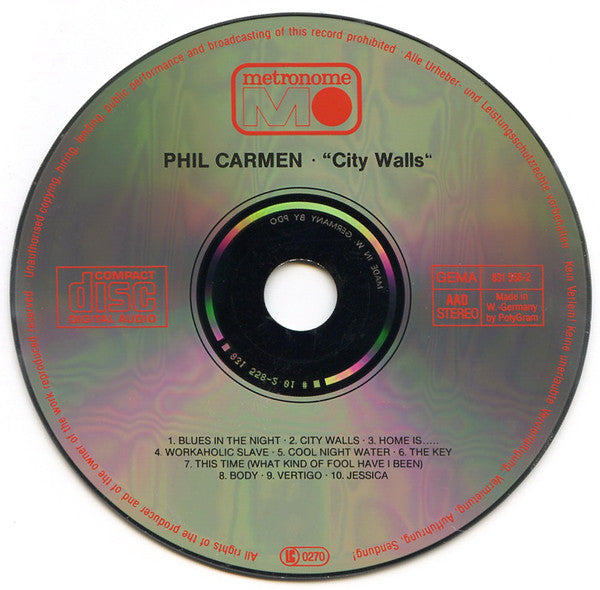 Phil Carmen : City Walls (CD, Album)