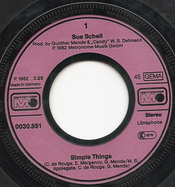 Sue Schell : Simple Things (7", Single)