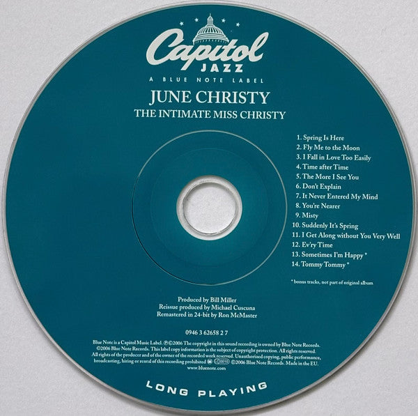 June Christy : The Intimate Miss Christy (CD, Album, RE, RM)