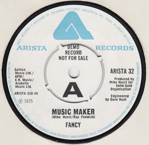 Fancy (3) : Music Maker (7", Single, Promo)
