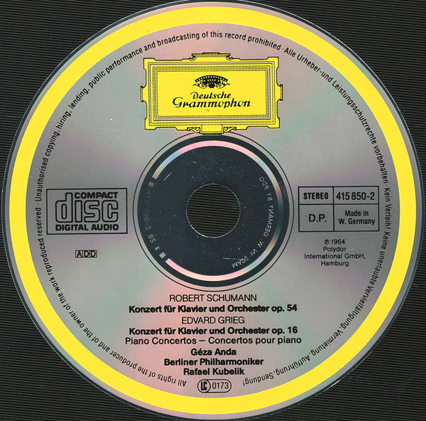 Robert Schumann / Edvard Grieg - Géza Anda, Berliner Philharmoniker, Rafael Kubelik : Piano Concertos (CD, RE, RM, PDO)