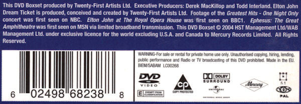 Elton John : Dream Ticket (4xDVD-V, Copy Prot., PAL + Box)