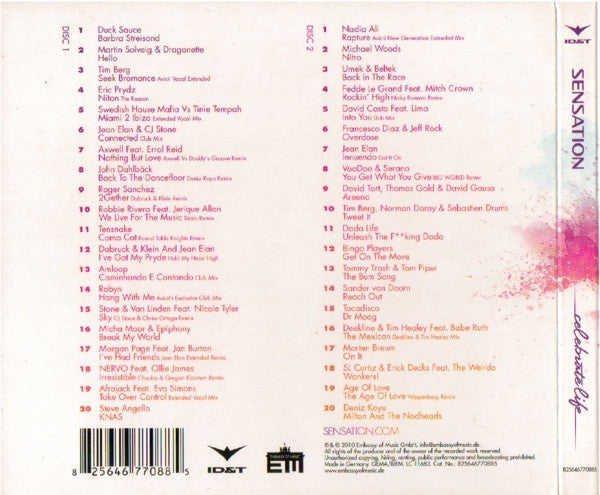 Various : Sensation - Celebrate Life - Germany 2011 (2xCD, Comp, Mixed)