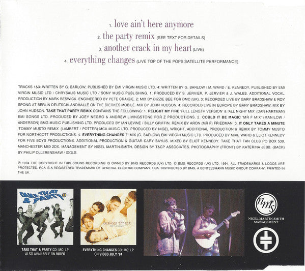 Take That : Love Ain't Here Anymore (CD, Single)