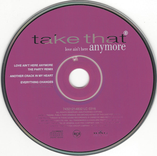 Take That : Love Ain't Here Anymore (CD, Single)