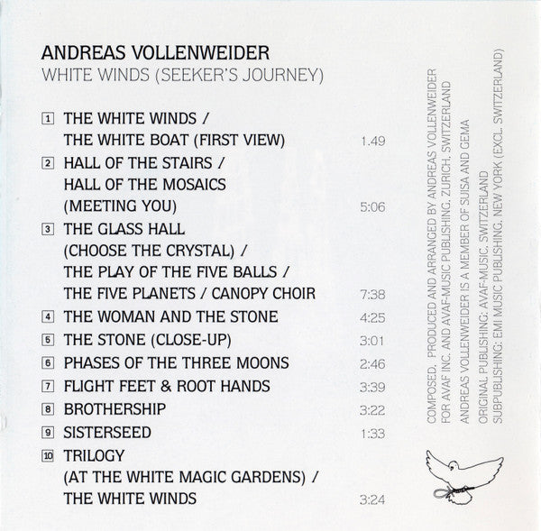 Andreas Vollenweider : White Winds (Seeker's Journey) (CD, Album, RE, Dol)