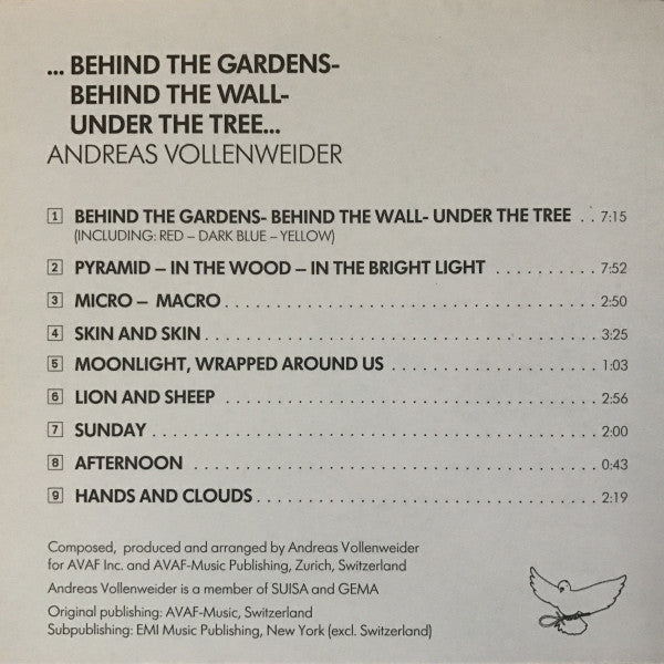 Andreas Vollenweider : ...Behind The Gardens - Behind The Wall - Under The Tree... (CD, Album, RE, Dol)
