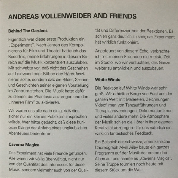 Andreas Vollenweider : ...Behind The Gardens - Behind The Wall - Under The Tree... (CD, Album, RE, Dol)