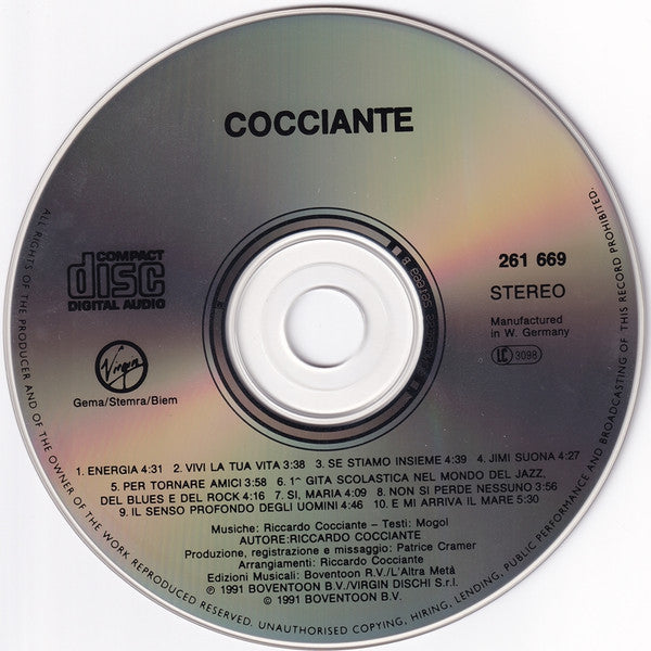 Riccardo Cocciante : Cocciante (CD, Album)
