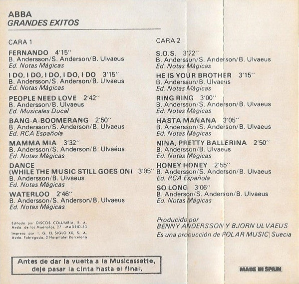 ABBA : Grandes Exitos (Cass, Comp, RE)