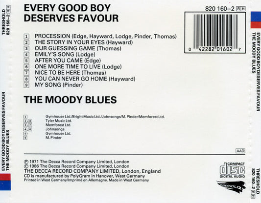 The Moody Blues : Every Good Boy Deserves Favour (CD, Album, RE)