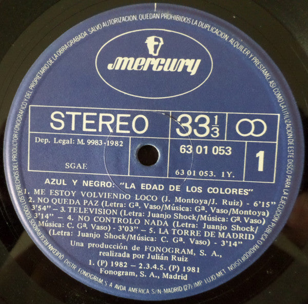 Azul Y Negro : La Edad De Los Colores (LP, Album)
